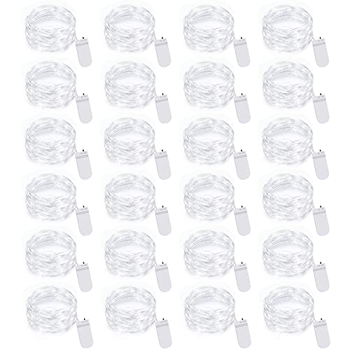 Ineximun 24 Pack LED Fairy Lights Battery Operated 7Ft 20Led Mini String Lights Waterproof Christmas Lights for Mason Jars Bedroom DIY Party Wedding Christmas Decor White - color: White