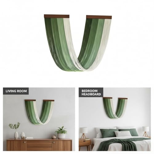 Large Macrame Wall Hanging Macrame Wall Decor Tapestry For Headboard Bedroom Livingroom Boho Fiber Home Art (Green-C) - color: Green-C