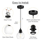 Pendant Lights Kitchen Island, Black Pendant Light with Glass Lampshade, 71 Inch Adjustable Hanging Lamp for Kitchen Living Room, Modern Farmhouse Industrial Ceiling Lighting Fixture(E26 Base,No Bulb) - size: 1Light - D 5.91 IN