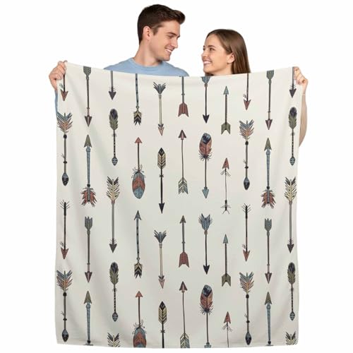 Vintage Indian Arrows Design Super Soft Throw Blankets Colorful Bohemia Feather Fluffy Fuzzy Flannel Bed Blanket Decorative for Home Sofa Couch Chair Living Bedroom, (40x50 in) - color: Arrows Pattern, size: 40x50 Inch
