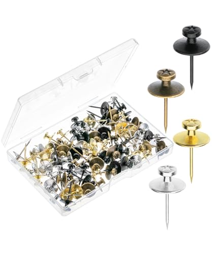 Mr. Pen- Double Headed Picture Hanging Nails, 80 Pack, Mixed Colors, Tacks for Wall Hangings, Pins, Thumb Tacks - color: Black, Bronze, Silver, Gold, size: 80 Pack