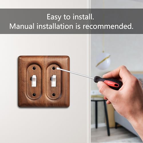 Decorative Light Switch Plates Solid North American Walnut Double Toggle Light Switch Cover, 2-Gang Wall Plate - color: Walnut wood, size: Double Rocker