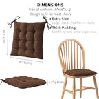 ELFJOY 4 Pack Chair Cushions for Dining Chairs Chair Pads Cushion for Kitchen Office Tufted Textured Square Seat Cushion with Ties (16" Dark Coffee) - color: Dark Coffee