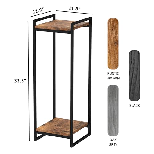 34" Tall Plant Stand Indoor, 2-Tier Modern Plant Shelf Corner Flower Pot Holder Organizer for Living Room Balcony Garden, Rustic Brown