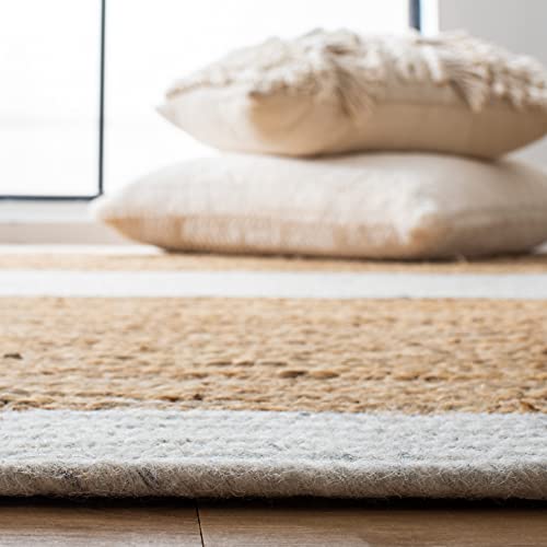 SAFAVIEH Braided Collection 3' Round Light Grey / Natural BRD910F Handmade Country Cottage Reversible Jute Area Rug - color: Light Grey/Natural, size: 3' (Round)