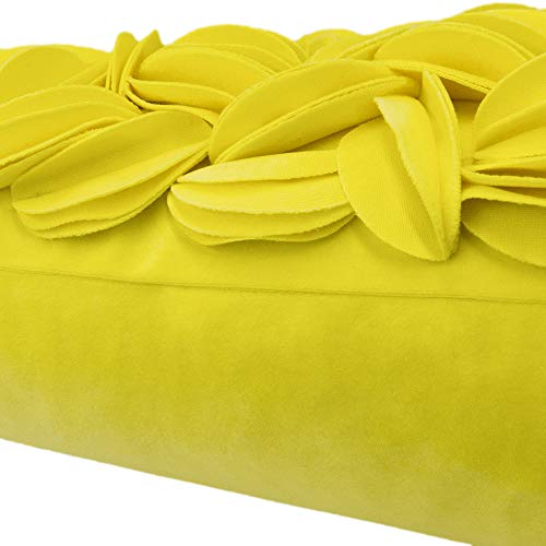 KINGROSE 3D Floral Decorative Couch Throw Pillow Cover Handmade Solid Cushion Cover Soft Pillow Case Sham 12 x 20 Inches Velvet York Yellow - color: York Yellow - Velvet