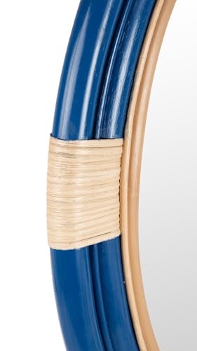 Kouboo Nautical Decorative Wall Mirror in Rattan, Royal Blue
