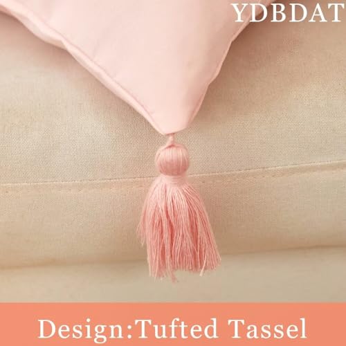 Boho Decorative Rainbow Colorful Throw Pillow Covers 18x18 Farmhouse Tufted Textured Pillow Covers with Tassels Woven Cushion Case for Sofa Bed Living Room Hallowmas Pink x1 - color: Pink, size: 18" x 18" (Pack of 1)