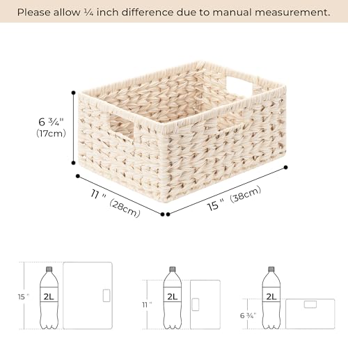 GRANNY SAYS Wicker Storage Baskets for Shelves, Waterproof Wicker Baskets for Organizing, Woven Basket for Shelves, Decorative Basket for Entryway, Butter Milk - color: Butter Milk, size: 15"L x 11"W x 6¾"H