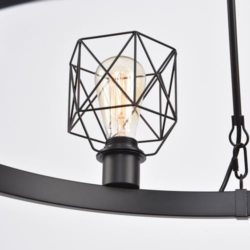 Wagon Wheel Chandelier Modern Farmhouse Pendant Light,Black Farmhouse Chandelier, 6-Light Wagon Wheel Chandelier with Adjustable Height, Dining Room Light Fixture, Hanging Lights - color: C
