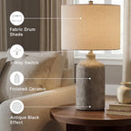 Signature Design by Ashley Linus Modern 25" Ceramic Table Lamp, Natural Stone Finish - color: Antique black