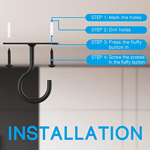 4in Ceiling Hooks for Hanging Plants 4Pack for Plants - color: Black, size: 4In 4Pack