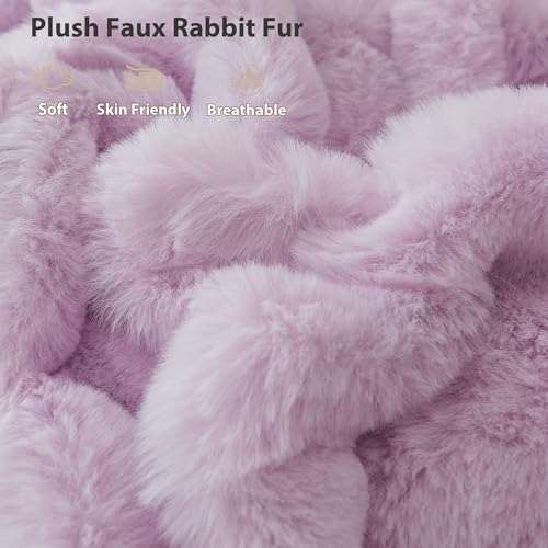 LIFEREVO Fluffy Faux Rabbit Fur Body Pillow Cover, Cozy Light Purple Bubble Shaggy Plush Bed Body Pillowcase with Zipper, Long 20"x54" Fuzzy Furry Pillow Case for Bedroom Home Decoration, Lavender - color: Lavender