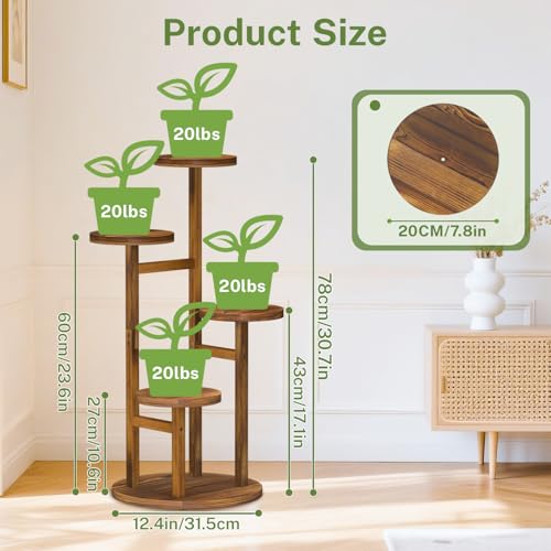 iDavosic.ly 4 Tier Plant Stand Indoor, Tiered Corner Wood Multiple Flower Holder Shelf, Tall Orchid Display Rack for Patio Porch Living Room Balcony Outdoor, Brown - color: Pine Brown, size: 4 Tiers
