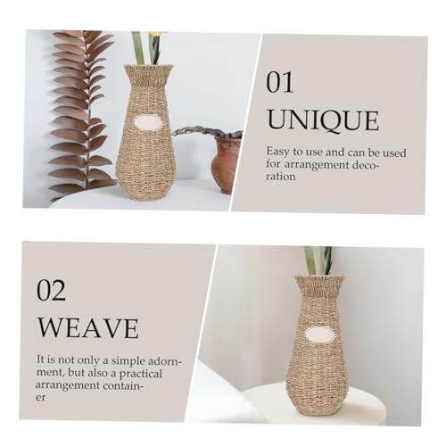 Holibanna Floor Vase Decorative Woven Vase Plant Stands Rustic Wedding Decor Wicker s Tall Ornament European Style Flower Basket Desktop Flower Arrangement Office Straw