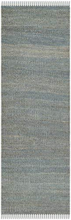 SAFAVIEH Natural Fiber Collection Runner Rug - 2'6" x 8', Blue, Handmade Boho Fringe Woven Jute, Ideal for High Traffic Areas in Living Room, Bedroom (NF368E) - color: Blue, size: 2'6" x 8' (Runner)