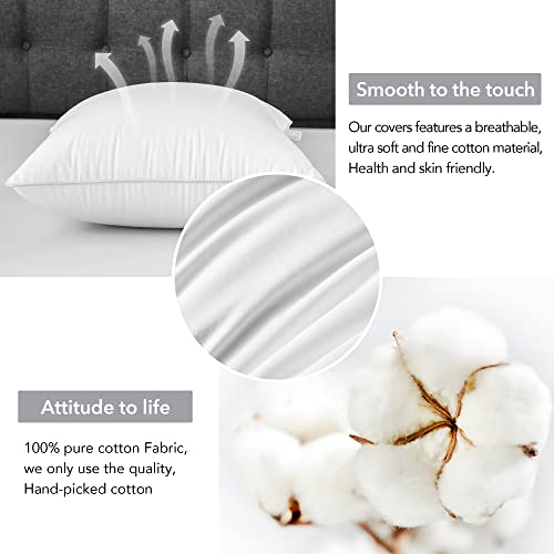 FAVRIQ 18 x 18 Pillow Inserts (Set of 2) - 18 Inch Square Interior Sofa Throw Pillow with 100% Cotton Cover - Decorative Pillow Insert Pair - White Couch Pillow - size: 18x18 Inch