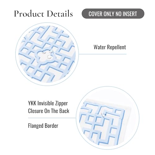Hofdeco Premium Grandmillennial Coastal Hampton Patio Indoor Outdoor Throw Pillow Cover Only, 20"x20" Water Repellent for Backyard, Couch, Poolside, Baby Blue Print Fretwork Trellised Screen - color: Baby Blue Fretwork Trellised Screen 20"x20"