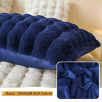 LIFEREVO Fluffy Faux Rabbit Fur Body Pillow Cover, Luxury Bubble Waffle Shaggy Plush Bed Pillowcase with Zipper Closure, Royal Long 20"x54" Fuzzy Furry Pillow Case for Adults Kids Girls, Navy Blue - color: Navy Blue
