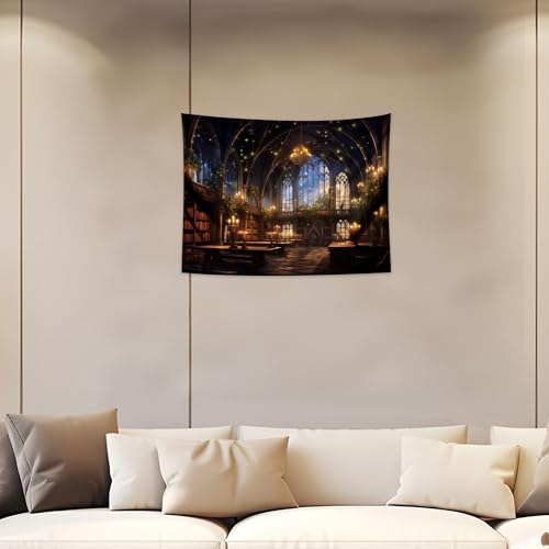 QGHOT Fantasy Library Tapestry Wall Hanging Magic School Bookshelf Backdrop Fairy Tale Library Tapestries for Teens Bedroom Living Room Dorm Decor 37.4" x 28.7" - color: C, size: 28.7"L x 37.4"W