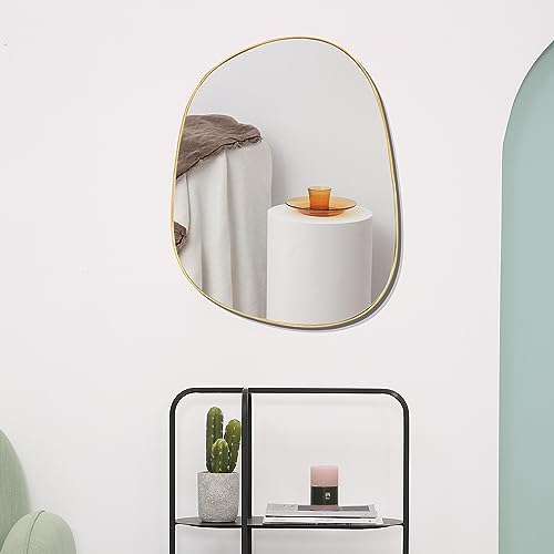 ELEHUME Asymmetrical Mirror for Wall Decor 17.5"*22.5", Modern Gold Framed Wall Mirror for Living Room Bathroom Bedroom Entryway ELE-STOU-0066Gold - color: Gold, size: 22.5"L x 17.5"W