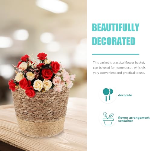 TOYANDONA Large Seagrass Woven Planter Basket for Indoor Plants, Multi-Purpose Boho Plant Pot Cover with Handcrafted Storage Basket, Natural Brown Fiber for Home Décor and Indoor Gardening