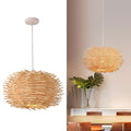 Tropical Island Beach Chandelier Creative Unique Weaving Pendant Lamp Bird's Nest Ceiling Hanging Light Hanging Lighting with Shape Rattan for Teahouse Dining Room in Beige - size: 60cm/23.6in