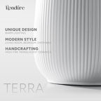 RONDURE 9.5" Modern Ceramic Table Lamp, Fully Dimmable Bedside Lamp for Bedroom Living Room Nightstand, White Translucent Ceramic Shade, Warm Ambient Decorative Corded Lighting, Bulb Included - style: Terra
