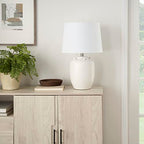 Nourison Home 24" White Farmhouse Ceramic Pottery Jug Table Lamp for Bedside Table, Living Room, Office, Entryway - color: White