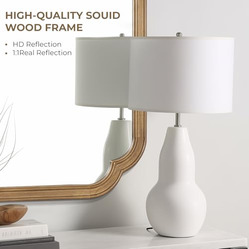 WallBeyond 20" x 30" Rounded Corner Arch Wall Mirror with Wood Frame for Entryway, Living Room or Bedroom Home Decor - Light Woodgrain, Honey-Colored - color: Honeya New, size: 30"L x 20"W