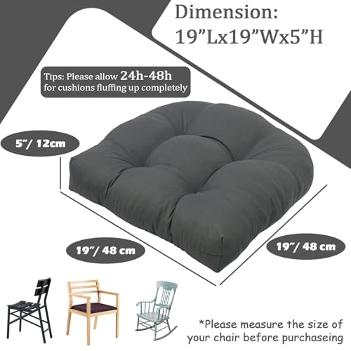 MTMR Outdoor Chair Cushions Set of 2, Water-Repellent 19”X19” Patio Chair Cushions with High Elasticity PP Cotton, No Fading Tufted Patio Seat Cushions for Outdoor Furniture, Thick Outdoor Cushions - color: Dark Grey