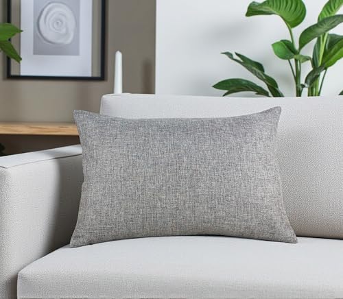Aiking Home Imitation Burlap Lumbar Pillow Cover 12x18 Inch Vintage Faux Linen Rustic Natural Look, 1 Piece Elegance Farmhouse Style Accents Pillow Case for Indoor Use, Light Grey - color: Light Grey, size: 18" x 12" (Pack of 1)