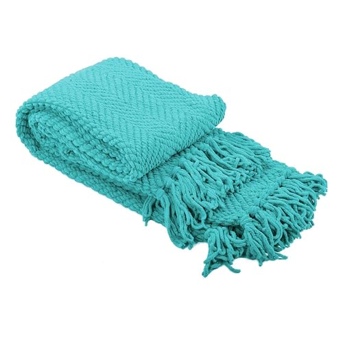 Home Soft Things Blue Throw Blanket Knitted Tweed Throw 50'' x 60'', Baltic Blue, Super Soft Cozy Warm Comfortable Breathable Throw for Living Room Chair Couch Bed Sofa Bedroom Home Décor - color: Baltic Blue, size: 50 in x 60 in
