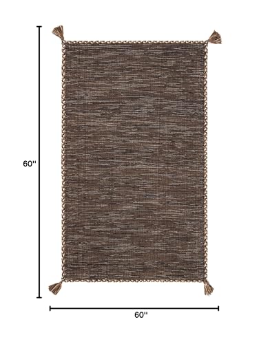 SAFAVIEH Montauk Collection Accent Rug - 2' x 3', Brown & Black, Handmade Flat Weave Cotton Corner Tassel, Ideal for High Traffic Areas in Entryway, Living Room, Bedroom (MTK150T) - color: Brown/Black, size: 2' x 3' (Rectangular)