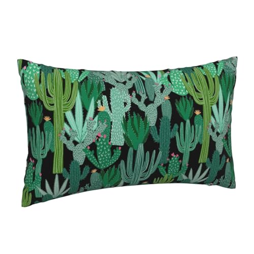 Green Cactus Throw Pillow Covers 12x20 Inch Set of 2, Watercolor Cactus Plants and Orange Flowers Lumbar Pillow Cover Summer Pillowcase Decorative Cushion Covers for Sofa Couch Living Room - color: Green, size: 20" x 12" (Pack of 2)