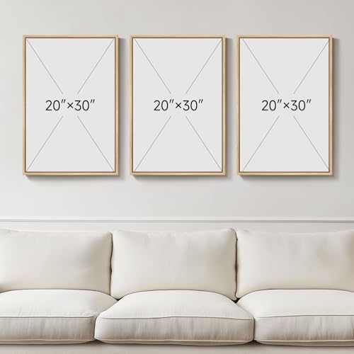 Framed Large William Morris Canvas Wall Art Set of 3, Vintage Nature Floral Artwork Prints, Boho Neutral Botanical Wall Decor for Living Room, Bedroom, Hallway and Office, Total Size 30x60 - color: Neutral Floral, size: 20"W x 30" H x 3Pcs