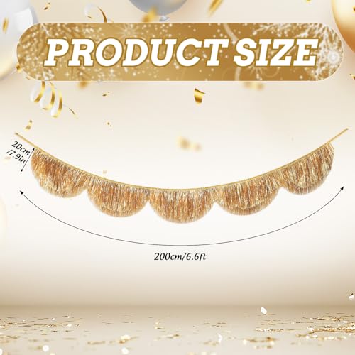FYSUIMU 6.6 Ft Gold Scalloped Banner Hanging Layered Sparkly Fringe Garland for Bachelorette Birthday Party Backdrop Decor - color: Gold