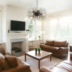 24in Black Sputnik Chandelier Light Fixture Over Table Modern 9-Lights Starburst Chandelier Solid Metal Satellite Sputnik Light Fixture for Dining Room, Kitchen Island, Bedroom,Foyer,Entryway - color: Black 24" 9-Light