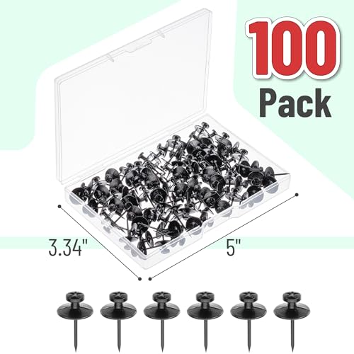 Mr. Pen- Double Headed Picture Hanging Nails, 100 pcs, Double Headed Nails with Storage Box, Black Thumb Tacks for Wall, Black Push Pins for Wall Pins for Hanging - color: Black, size: 100 Pack