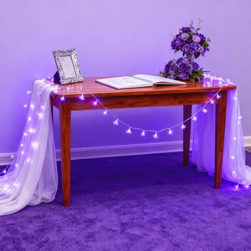 JACUXLSS Decorative Flower String Lights, 33ft 100 LED Clear Wire Plug in Fairy Lavender Cherry Blossom Easter Christmas Hanging Decorations, Violiet Wedding Party Indoor Outdoor Decorations (Purple) - color: Purple