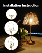 Rattan Lamp Shades Set of 2, Floor Lamps with Lamp Harps Lamp Shade Holder, Fabric Drum Shade with PVC Lining, Spider Fitter for Table Lamps,Floor Lamps, 5.5x8.7x6.6 Inch - color: Brown with Holder