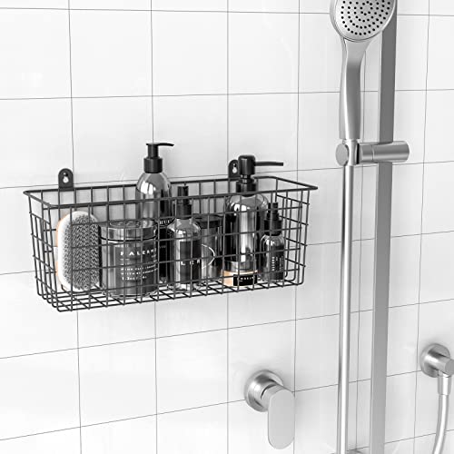 MaraFansie [Extra Large] Wire Basket 2-Pack Hanging Wall Organizer Cabinet Storage Basket Wall Mounted Shelves Rustic Farmhouse Decor for Home Kitchen Bathroom, BLACK - color: Black-2 Pack, size: 2 Pack