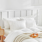 WARMDERN White Striped Pillow Covers Body Pillow Cover Soft Microfiber Stripe Pillow Cases Boho Tufted Stripes Textured Pillowcase with Envelope Closure(White, Body, 20x54 Inches) - color: White-striped, size: 20" x 54" (Pack of 1)