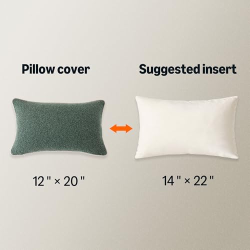 Amazon Basics Boucle Lumbar Throw Pillow Covers for Couch, Living Room, Home Decor with Hidden Zipper, Green, 12×20in, Pack of 2 - color: Green, size: 20" x 12" (Pack of 2)