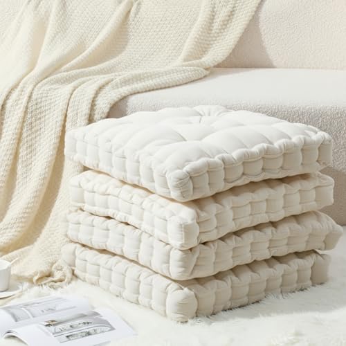 Jerify Floor Pillow Cushions Large Round Square Large Meditation Floor Pillow for Classroom Adult Meditation Picnic Party Seating Learning Daycare School(Square,Ivory White,4 Pcs) - color: Ivory White, size: Square 20 x 20