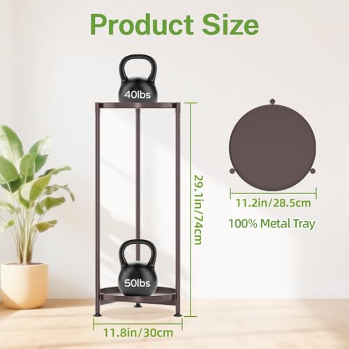 iDavosic.ly 2 Tier Corner Plant Stand Indoor, Tall Vertical Metal Flower Heavy Duty Pot Holder Shelf Outdoor for Patio Porch Living Room, Bronze - Round - color: Violet Bronze, size: 2 Tiers