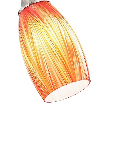 Glass Pendants Lights Kitchen Island Handcrafted Art Glass Mini Pendant Light Fixtures Oval Pendant Light Shade with Brush Nickel Finish Adjustable Cord for Kitchen Over Sink,Hallway,Dining/Bath - color: Mixed Red Orange and Yellow -1Pack