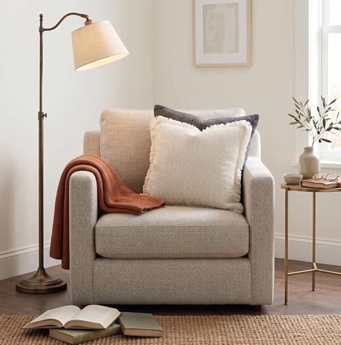 SanVia Cotton Throw Pillow Covers 20x20 – Handwoven Jacquard Texture, Fade-Resistant, No Pilling – Hidden Zipper, Decorative Cushion Cover for Sofa, Couch, Bed – Insert Not Included (Farmhouse, White) - color: Cream, size: 20" x 20"