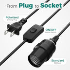 DiCUNO Hanging Lantern Extension Cord Cable, E26 Pendant Light Socket On Off Inline Cord Switch Control Lamp, Switch Close to Polarized Plug, 20 Feet (6M), Black, 1-Pack - style: 20ft - Black