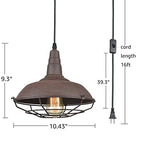 DAYCENT Industrial Plug-in Pendant Light Barn Style Hanging Lamp with Wire Caged Swag Light Fixture for Bedroom Hallway Kitchen Living Room, On/Off Switch - color: Plug-in